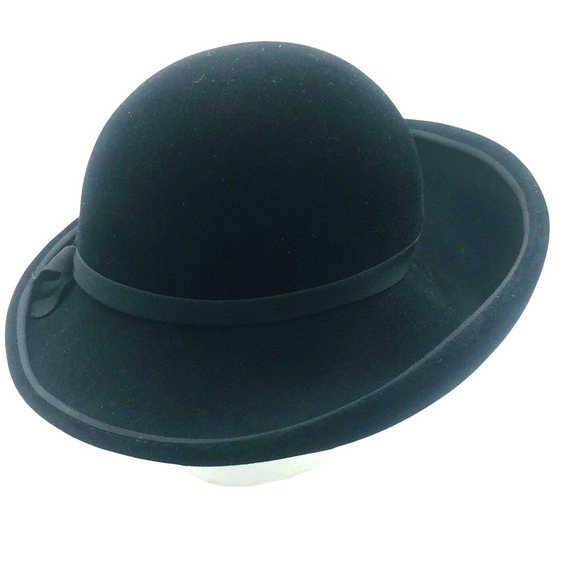 Bullocks Willshire Wynshire Millinery Luxuria Italy Black Vintage Wool Felt Hat - Picture 8 of 10